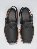 Kaptaan Chappal | PC-222 | Grab Sole | Black Color | Hand Made