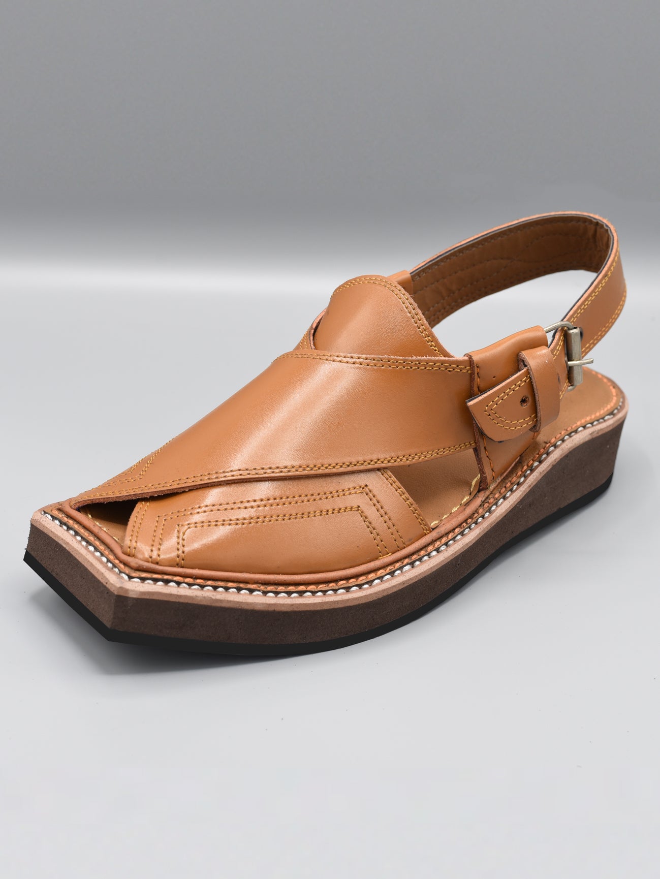 Kaptaan Chappal | Code PC-045 | Brown Color | 100% Original