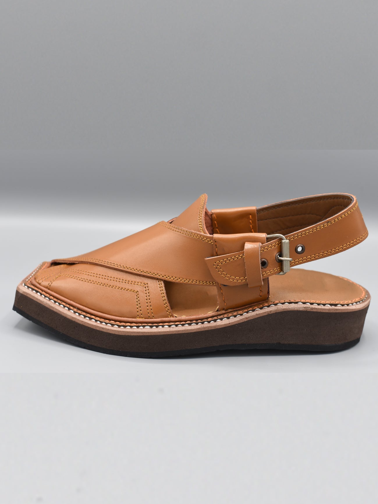 Kaptaan Chappal | Code PC-045 | Brown Color | 100% Original